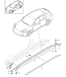 Side member trim Panamera 970 (G1) 2010-16