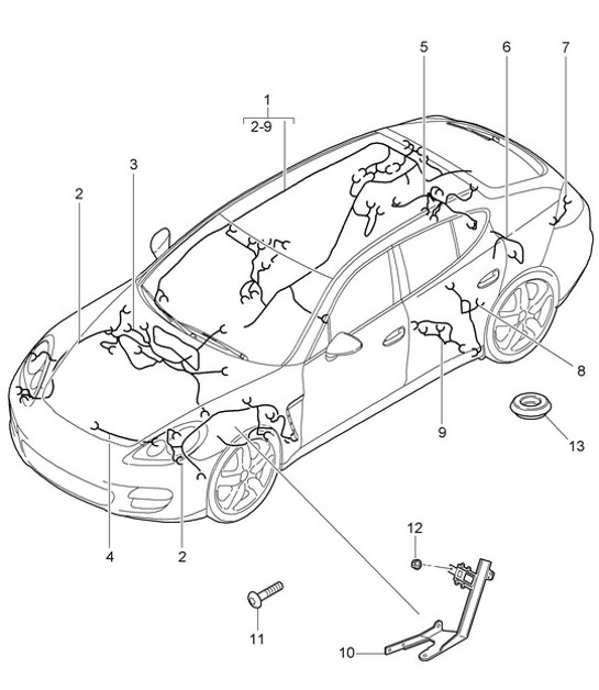 Diagram 902-010 Porsche 997 MK1 GT3 / GT3 RS 2007-09 Electrical equipment