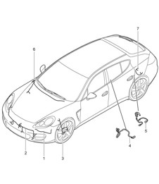 Wiring looms /  bumper / FRONT luggage compartment / Bonnet / anti-locking brake syst. -abs- / brake pad wear display / Front axle / Lock control / PDCC / Rear axle Panamera 970 (G1) 2010-16