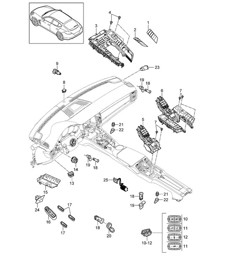 Combined switch / Control panel / Air conditioning / Control switch Panamera 970 (G1) 2010-16