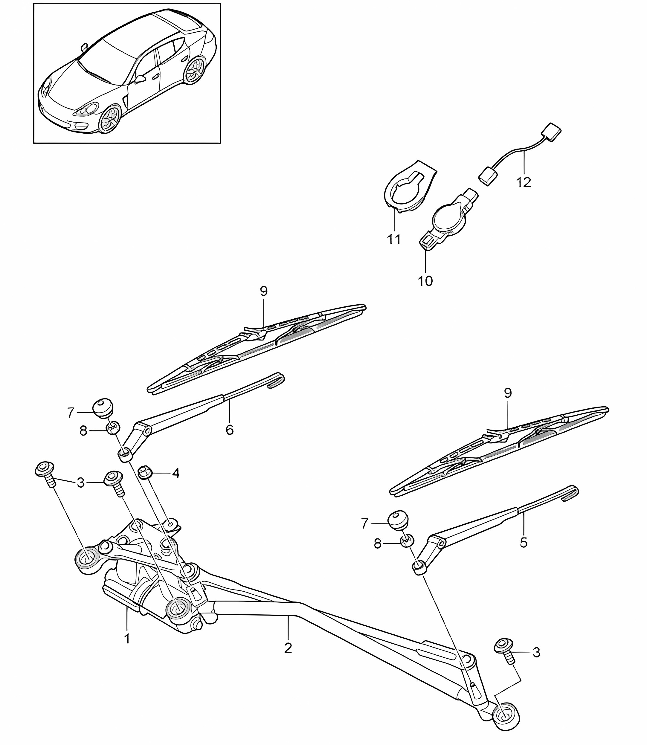 Windscreen wiper system, compl / Rain sensor Panamera 970 (G1) 2010-16