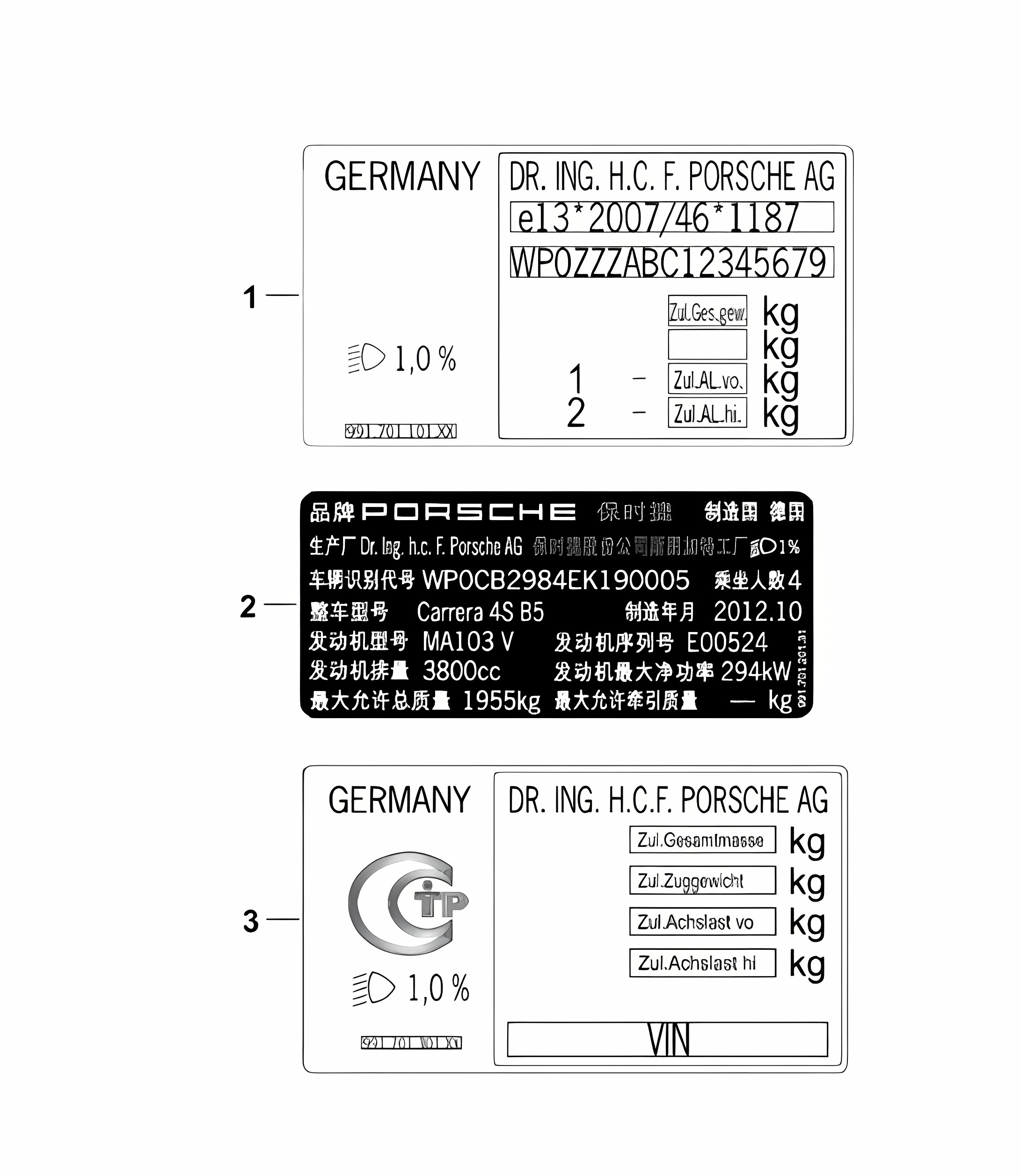 Sings/notices 981 Boxster / Boxster S 2012-16