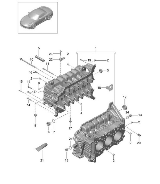 Diagram 101-005 Porsche Boxster 981 2.7L 2012-16 Engine