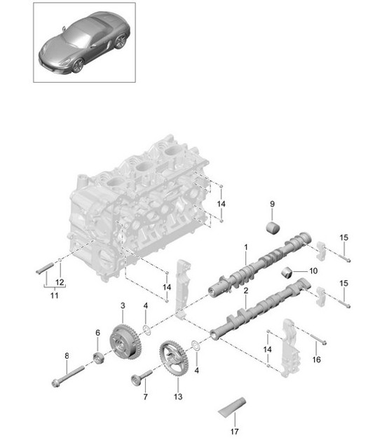 Diagram 103-010 Porsche 955 Cayenne 3.2L V6 2003-06 Engine