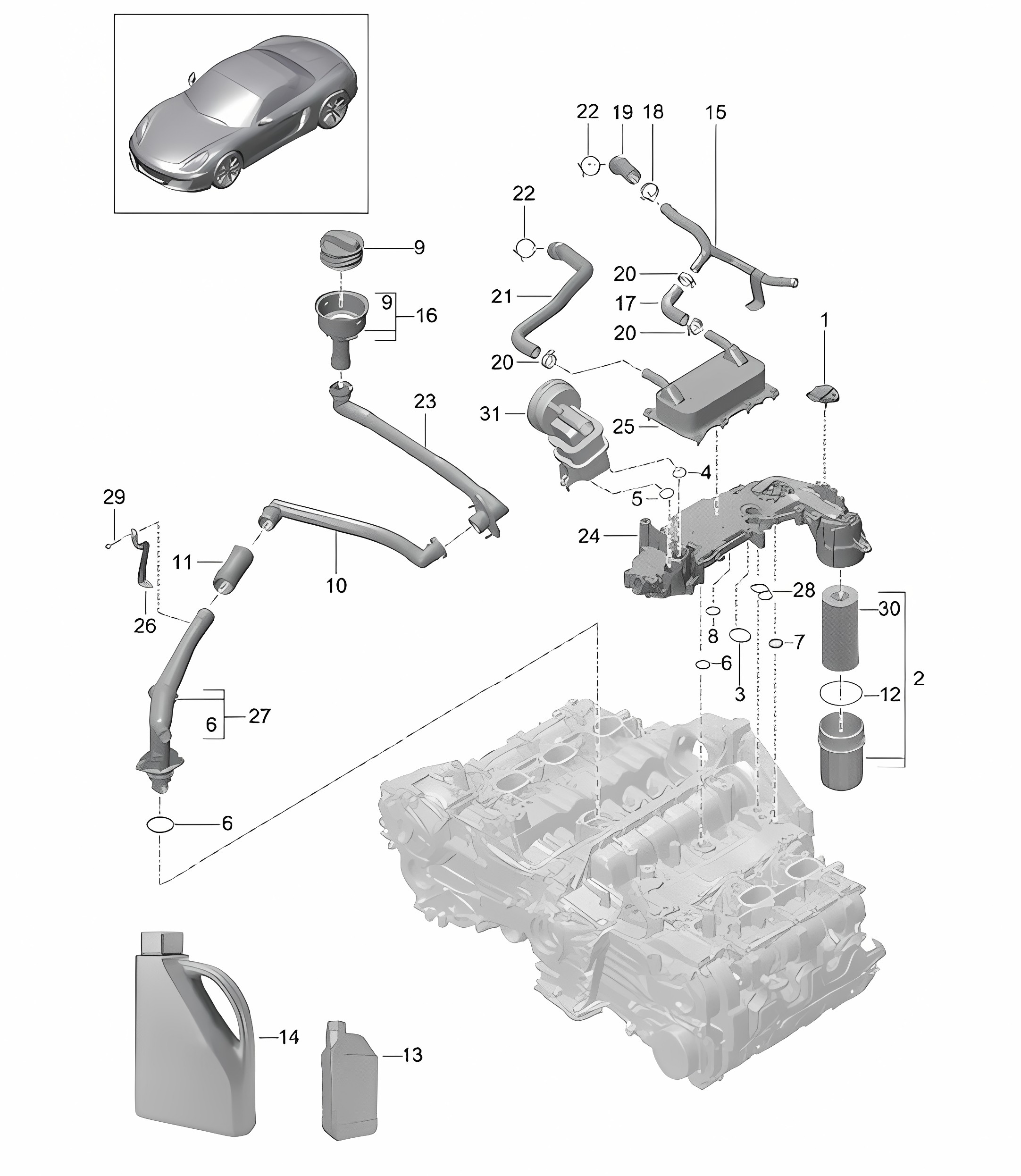 Engine lubrication 981 Boxster / Boxster S 2012-16