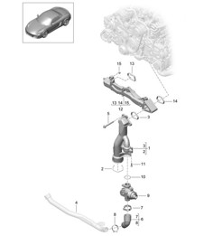 Assembly carrier / Water pipe981 Boxster / Boxster S 2012-16