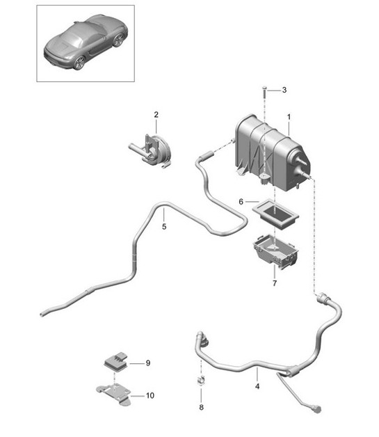 Diagram 201-020 Porsche Boxster 986/987/981 (1997-2016) Fuel System, Exhaust System
