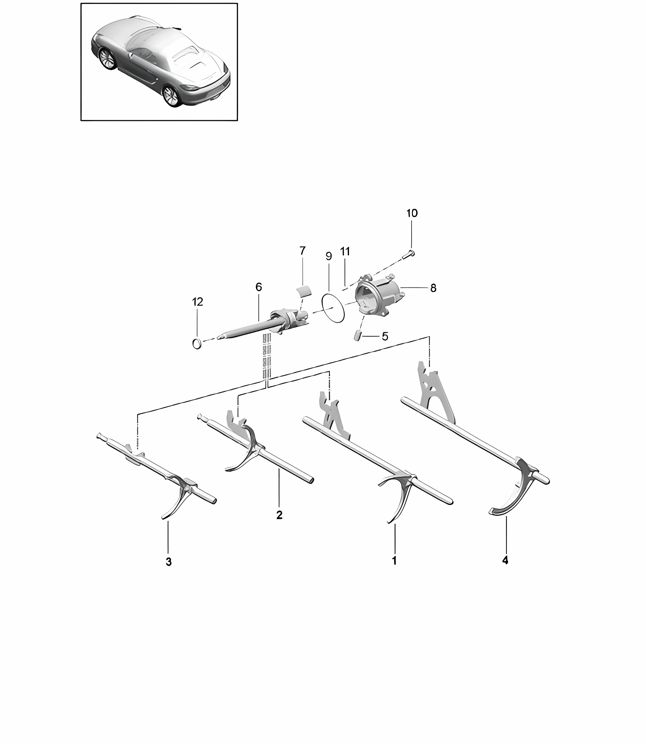 Manual gearbox / Selector mechanism / Shift rods (Model: G8200,G8220) 981 Boxster / Boxster S 2012-16