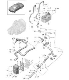 - PDK - Gearbox / Heat exchanger / Oil pipe / Water pipe (Model: CG205,CG225) 981 Boxster / Boxster S 2012-16