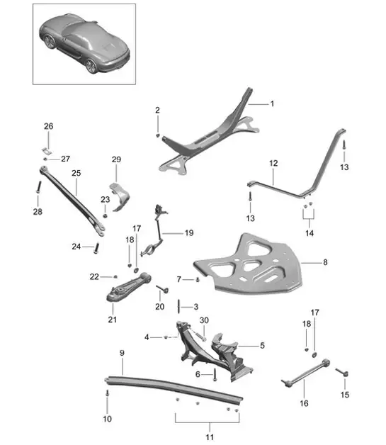 Rear axle / Side part / Carrier / Guide 981 Boxster / Boxster S 2012-16 ...