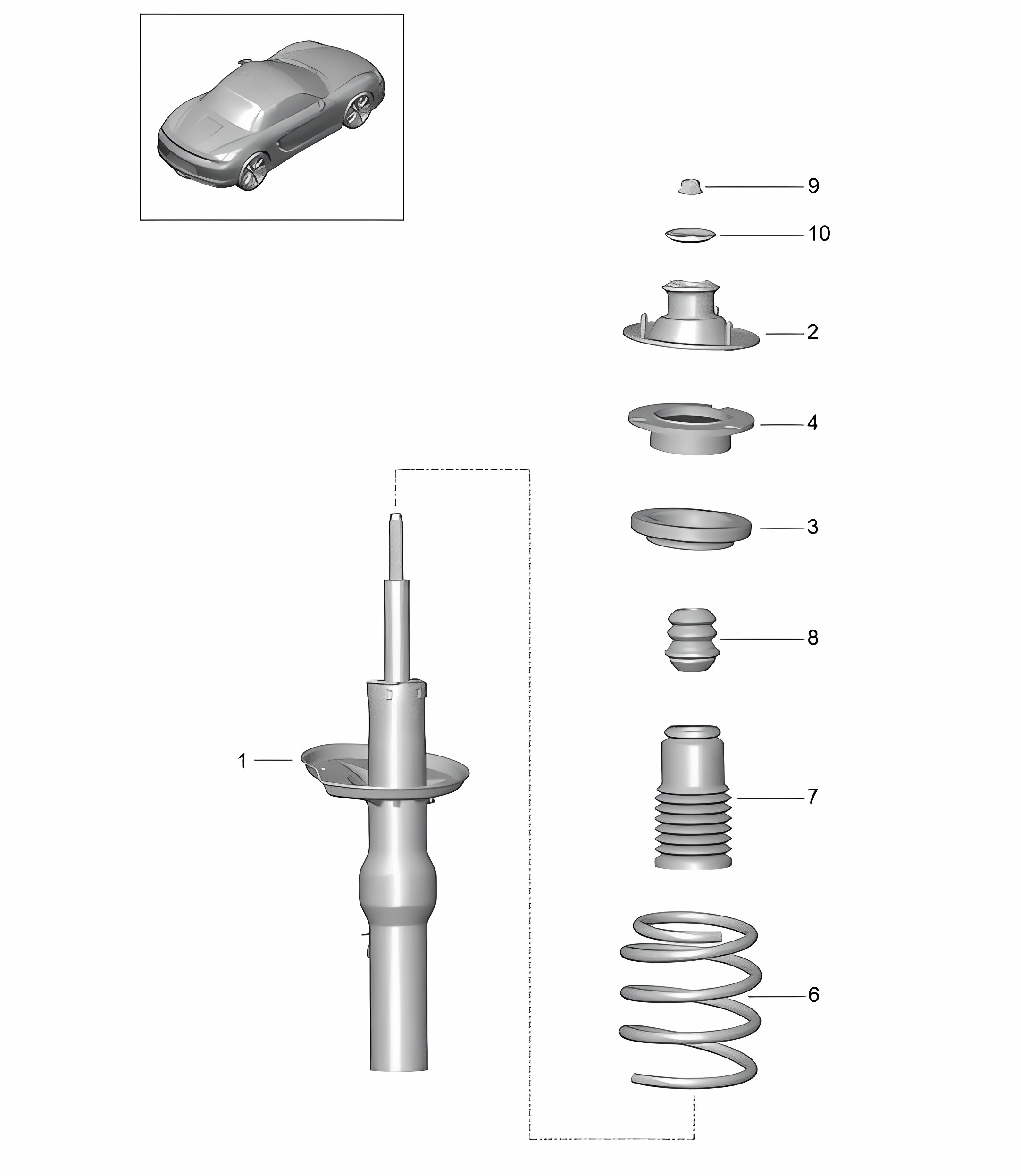 Shock absorbers / Coil spring 981 Boxster / Boxster S 2012-16