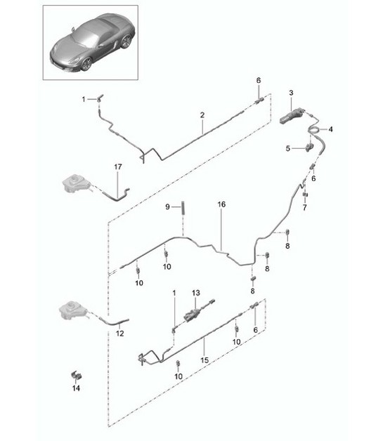 Diagram 702-008 Porsche 356 (1950-1965) Hand Lever System, Pedal Cluster 
