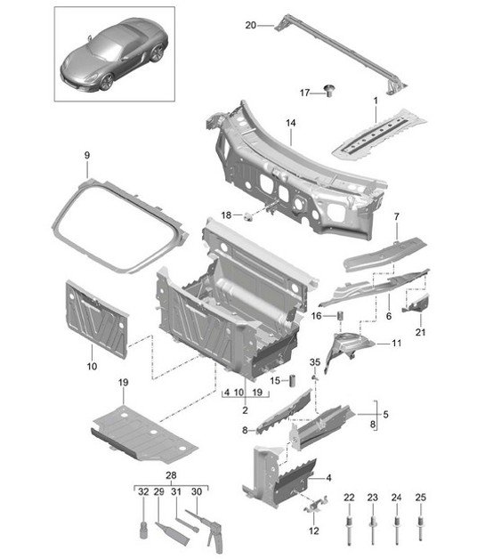 Parte delantera / Piezas individuales 981 Boxster / Boxster S 2012-16