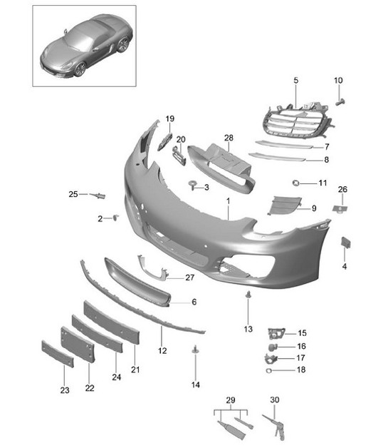 Parachoques delantero (PR: PR:-011,-XAT) 981 Boxster / Boxster S 2012-16