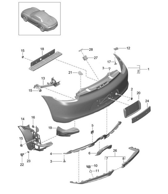 Paragolpes trasero (PR:-011,-XAT) 981 Boxster / Boxster S 2012-16