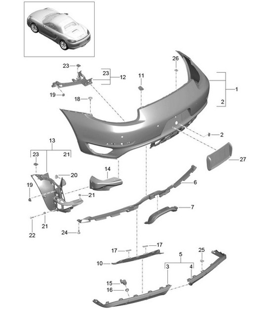 Paragolpes trasero (PR:XAT, paquete Sport Design) 981 Boxster / Boxster S 2012-16