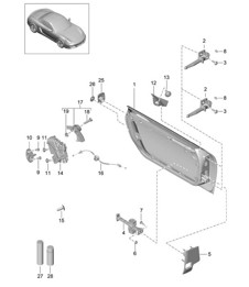 Door shell / Installation parts /  Door lock 981 Boxster / Boxster S 2012-16