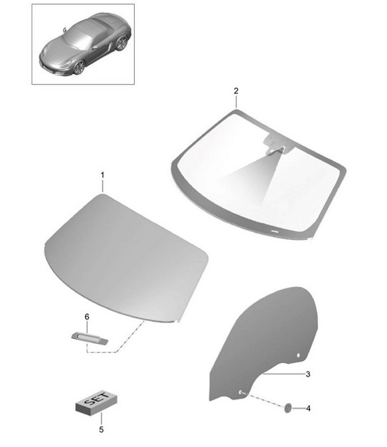 Acristalamiento de lunas 981 Boxster / Boxster S 2012-16