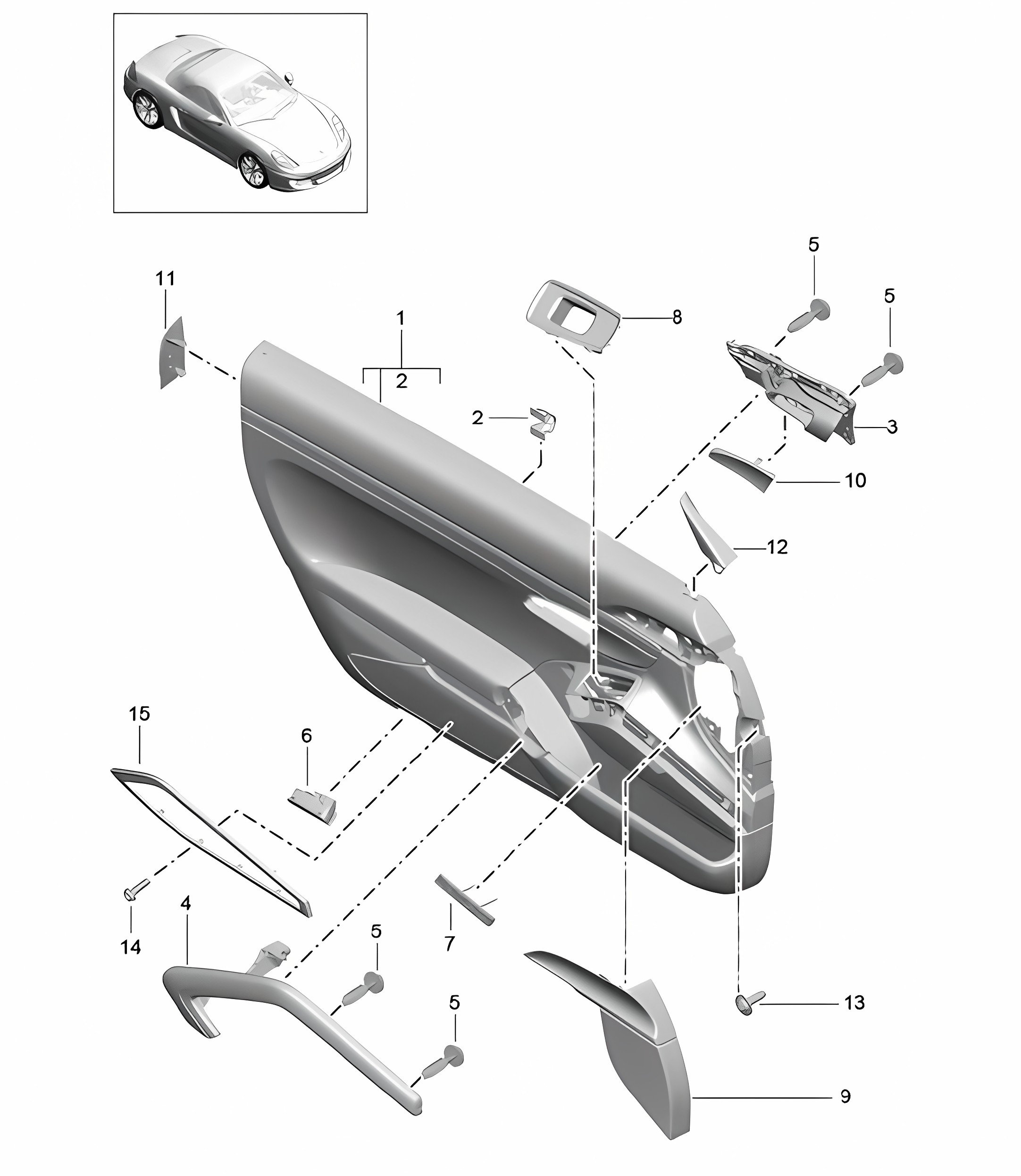 Door panel / Accessories / slush technology / Leather package (PR:811,980, 788,-981) 981 Boxster / Boxster S 2012-16