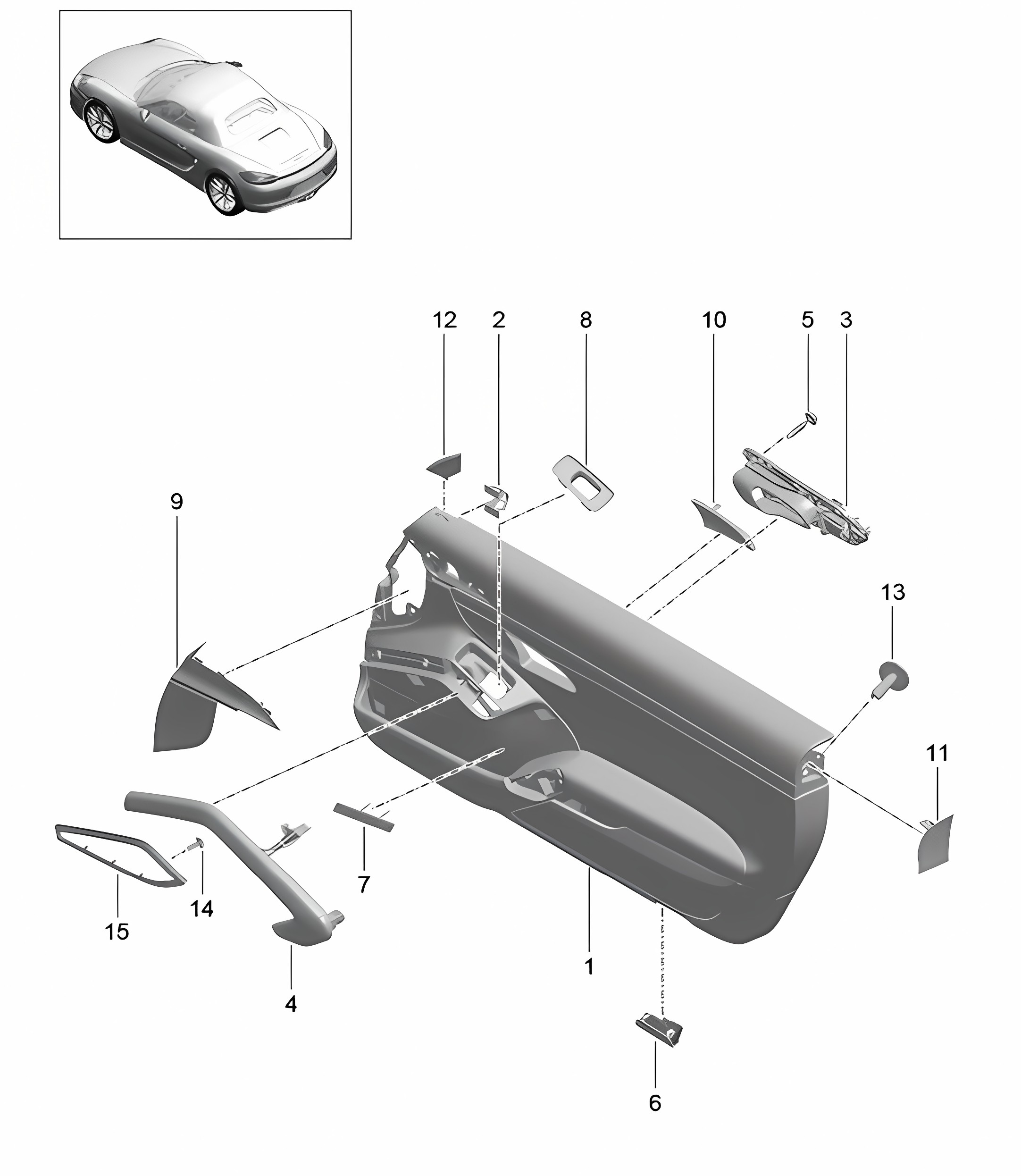 Door panel  / Accessories / Trim / Carbon (PR:XWC,981,788) 981 Boxster / Boxster S 2012-16