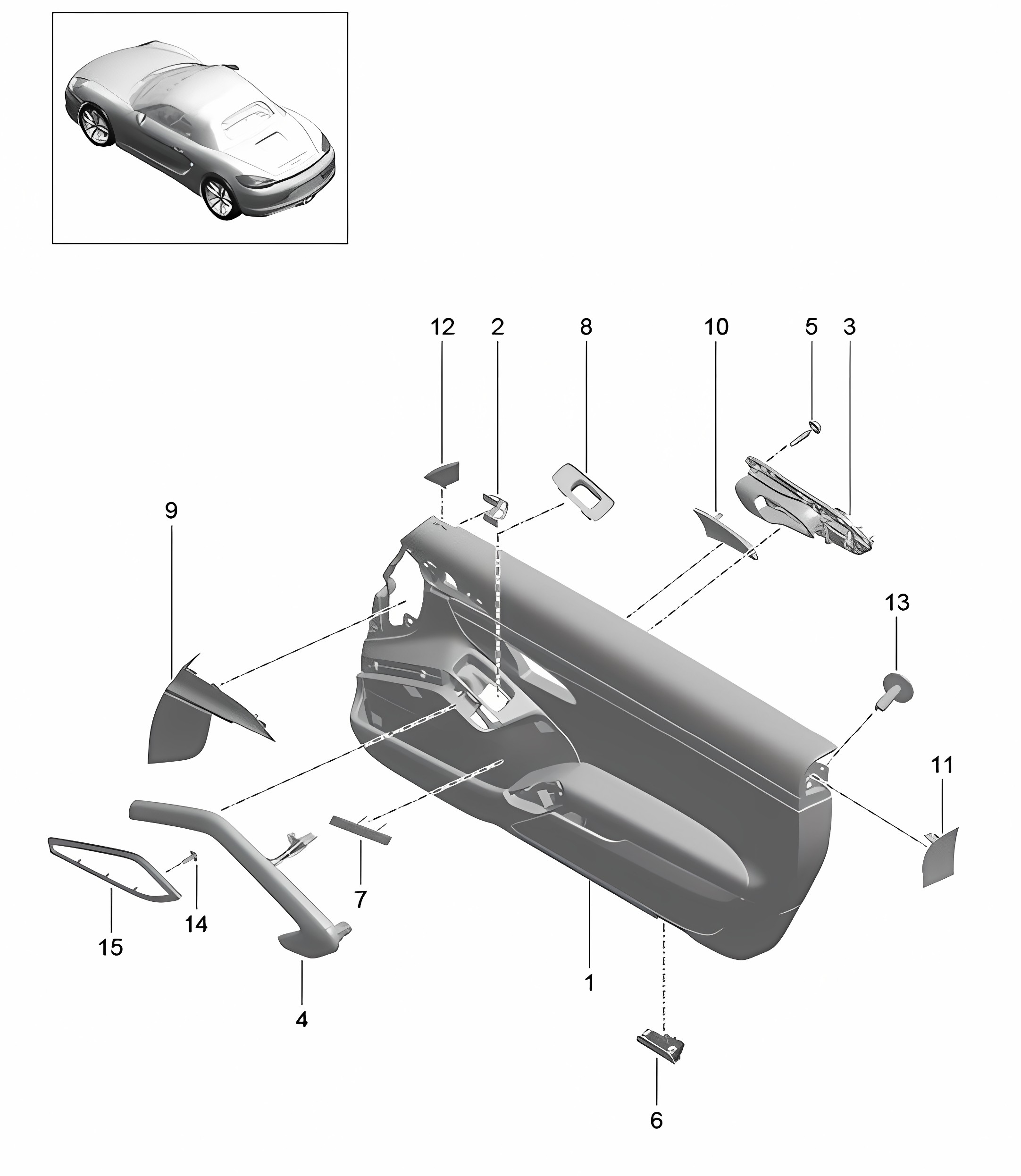 Door panel / Accessories / Trim / Mahagoni (PR:XWB,981,788) 981 Boxster / Boxster S 2012-16