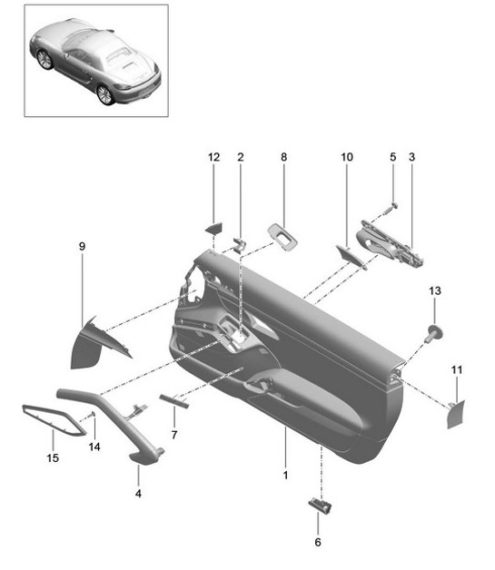 Panel de puerta / Accesorios / Molduras / Aluminio cepillado (PR:XWD,981,788) 981 Boxster / Boxster 2012-16