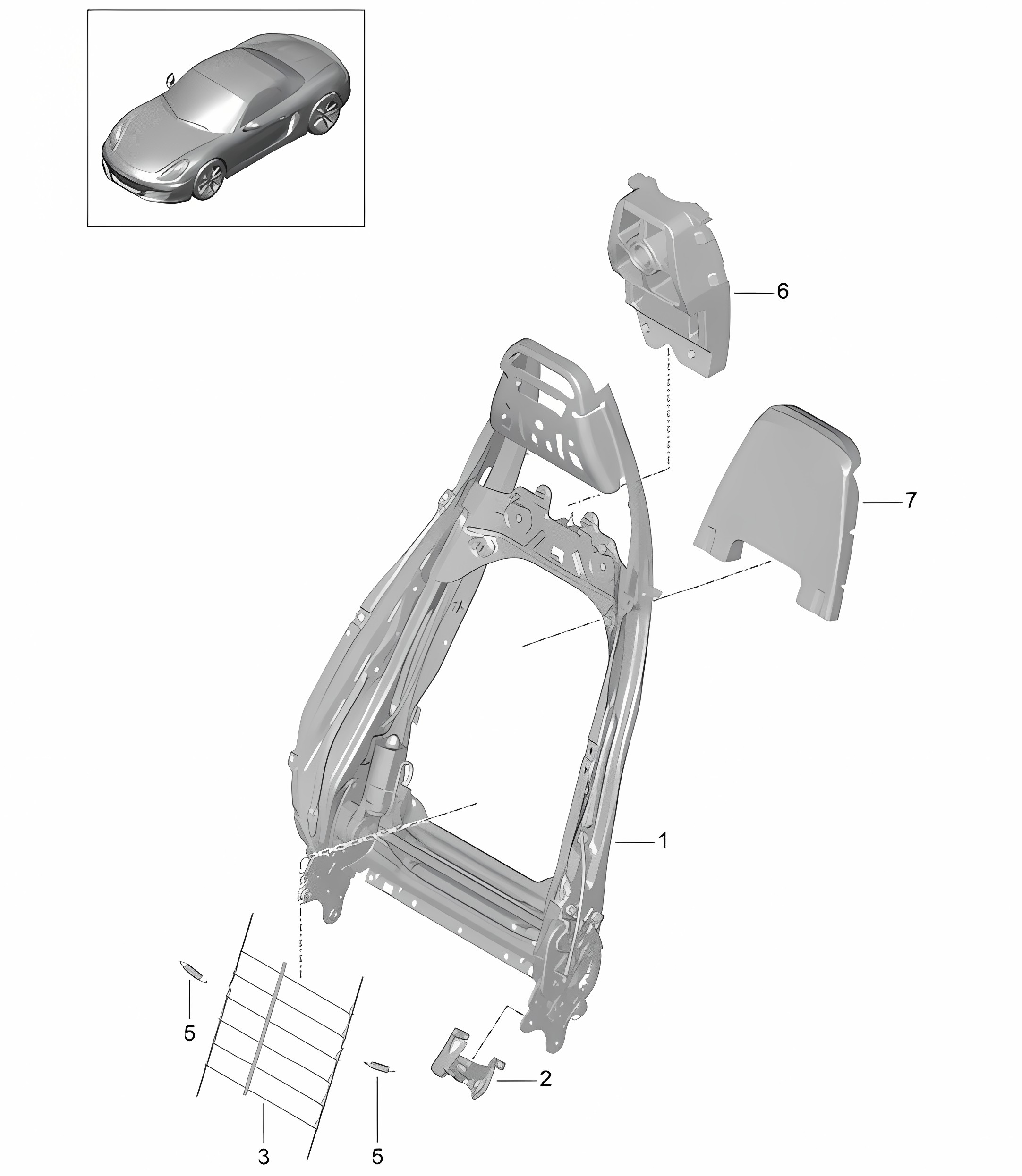 Backrest frame / Sports seat Plus / Accessories 981 Boxster / Boxster S  2012>>