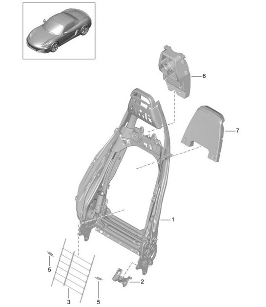 Estructura respaldo / Asiento deportivo Plus / Accesorios 981 Boxster / Boxster S 2012>>