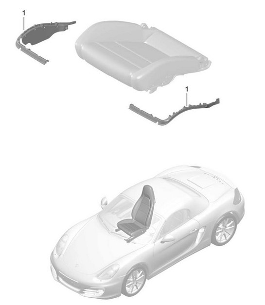 Portacojines / Estructura / Superficie del asiento / Asiento deportivo Plus / set de reparación / reconocimiento de asiento ocupado 981 Boxster / Boxster S 2012>>
