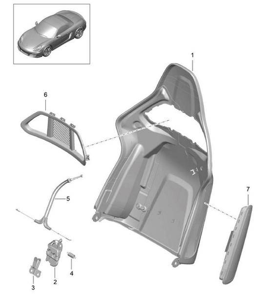 Carcasa del respaldo / asiento envolvente / Plegable / Accesorios 981 Boxster / Boxster S 2012-16