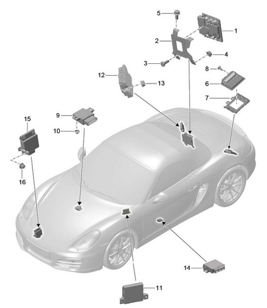 Diagram 901-003 Porsche Boxster 986/987/981 (1997-2016) Electrical equipment