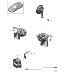Fanfare / Avertisseur sonore / Système d'alarme 981 Boxster / Boxster S 2012-16