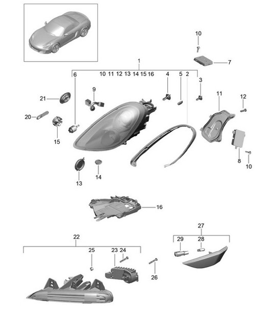 Diagram 905-002 Porsche 996 (911) (1997-2005) Electrical equipment