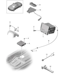 Control panel / Navigation system / Radio unit / Receiving part / TV / microphone  981 Boxster / Boxster S 2012-16