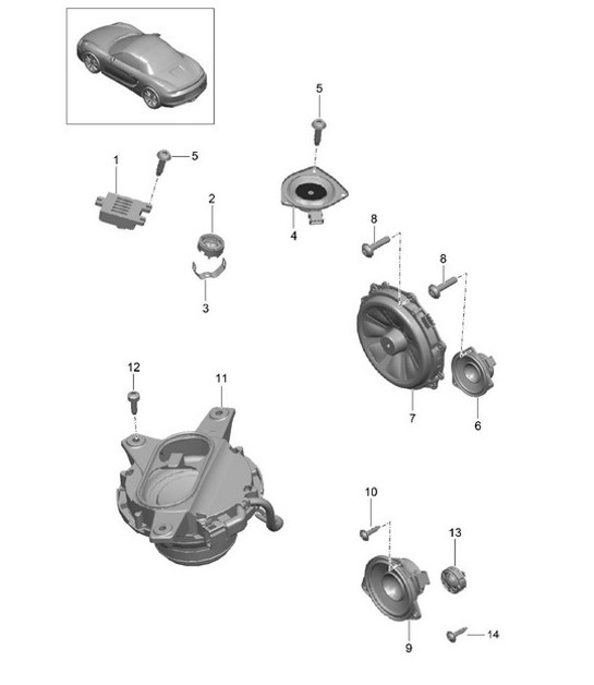 Diagram 911-005 Porsche Boxster 986/987/981 (1997-2016) Electrical equipment