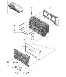 Zylinderkopf mit: Ventilen, Zylinderkopfdichtung, Ventildeckel 981C Cayman / Cayman S 2014-16