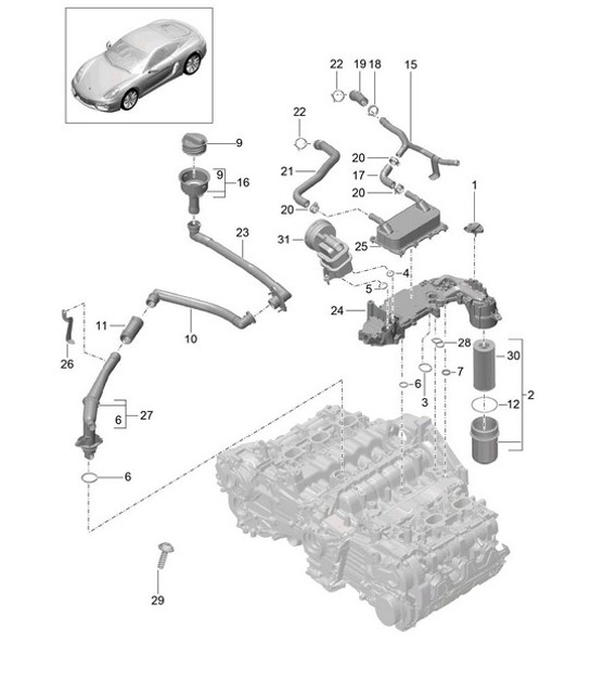 Diagram 104-005 Porsche Macan (95B) MK1 (2014-2018) Motor