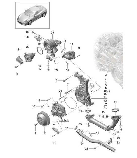 Diagram 105-000 Porsche Cayman 987C / 981C (2005-2016) Motor