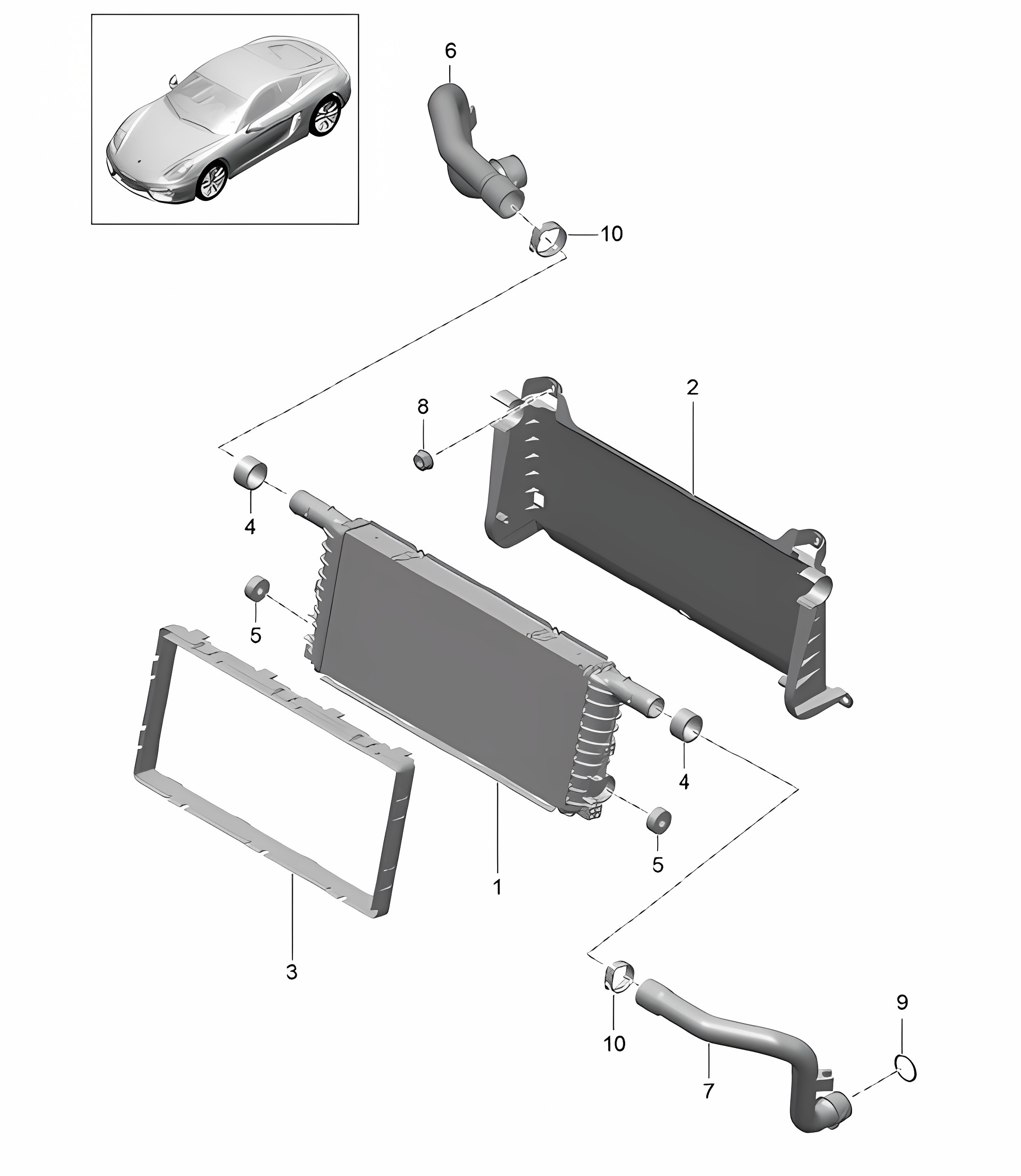Radiator - Center - 981C Cayman / Cayman S 2014-16