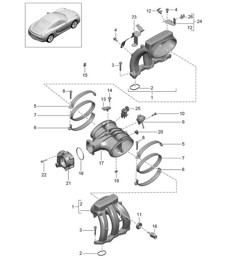 Inlaatluchtverdeler / Gasklepadapter 981C Cayman / Cayman S 2014-16