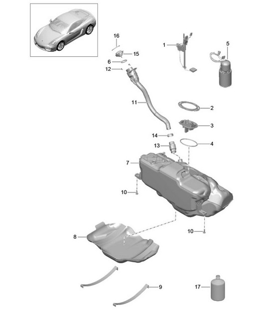 Depósito de combustible 981C Cayman / Cayman S 2014-16