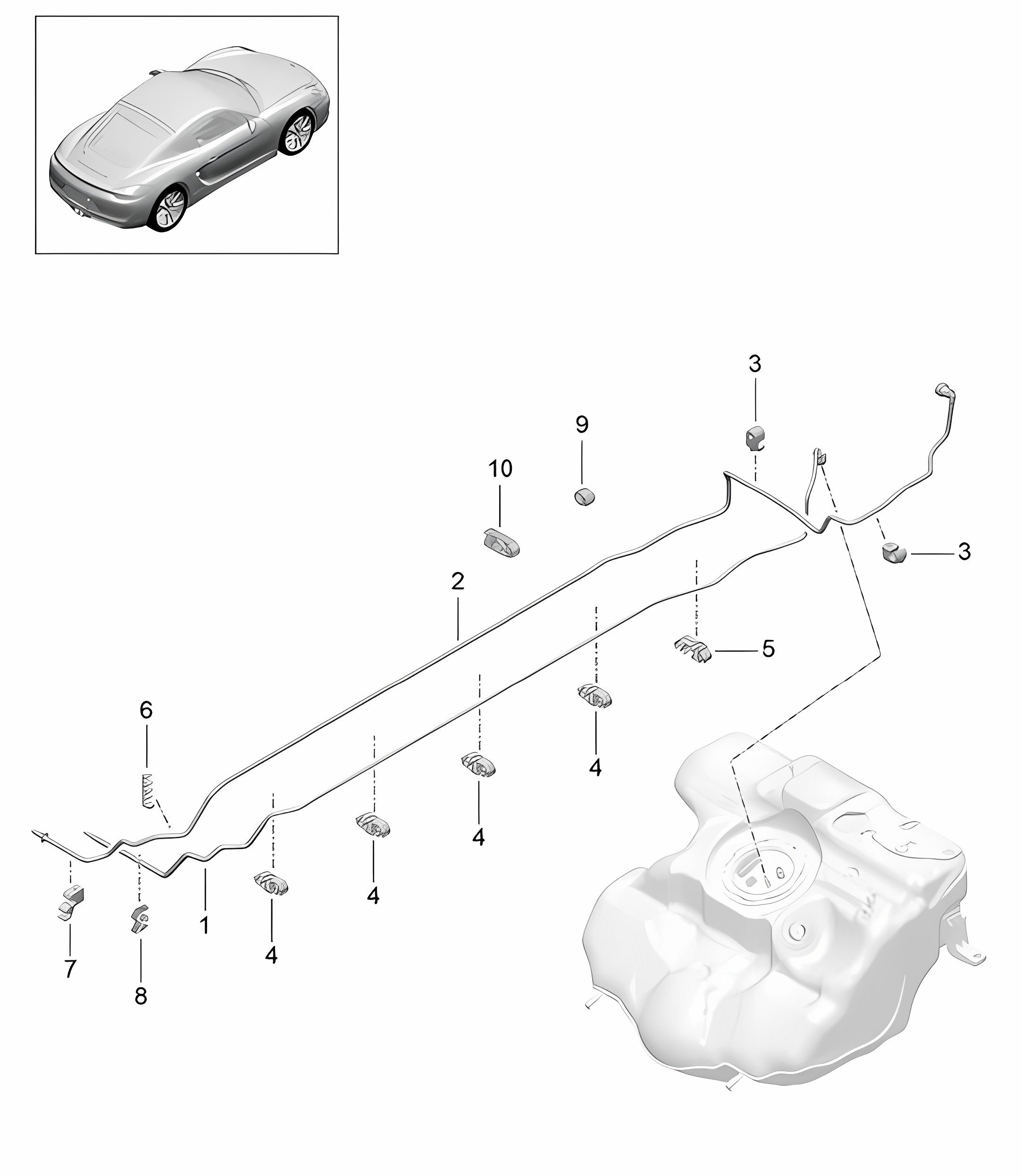 Fuel system - FRONT - 981C Cayman / Cayman S 2014-16