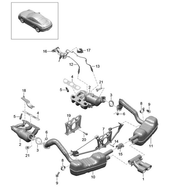 Sistema de escape 981C Cayman / Cayman S 2014-16