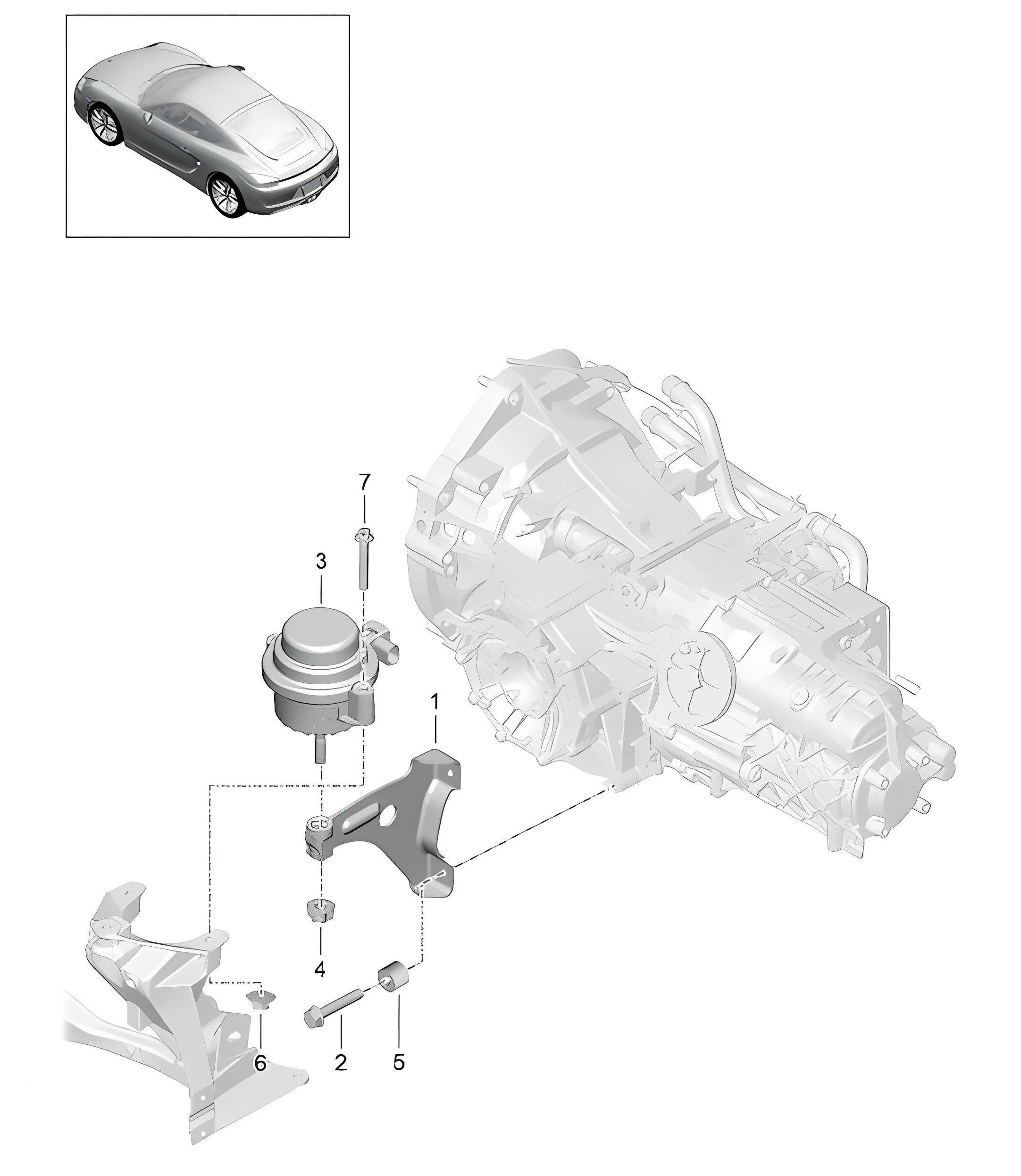 Transmission suspension / Threaded joint  / Engine 981C Cayman / Cayman S 2014-16