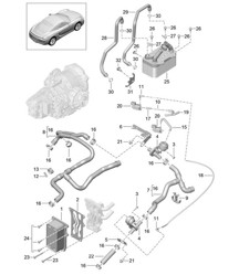 - PDK - Gearbox / Heat exchanger / Oil pipe / Water pipe (Model: CG205,CG225) 981C Cayman / Cayman S 2014-16