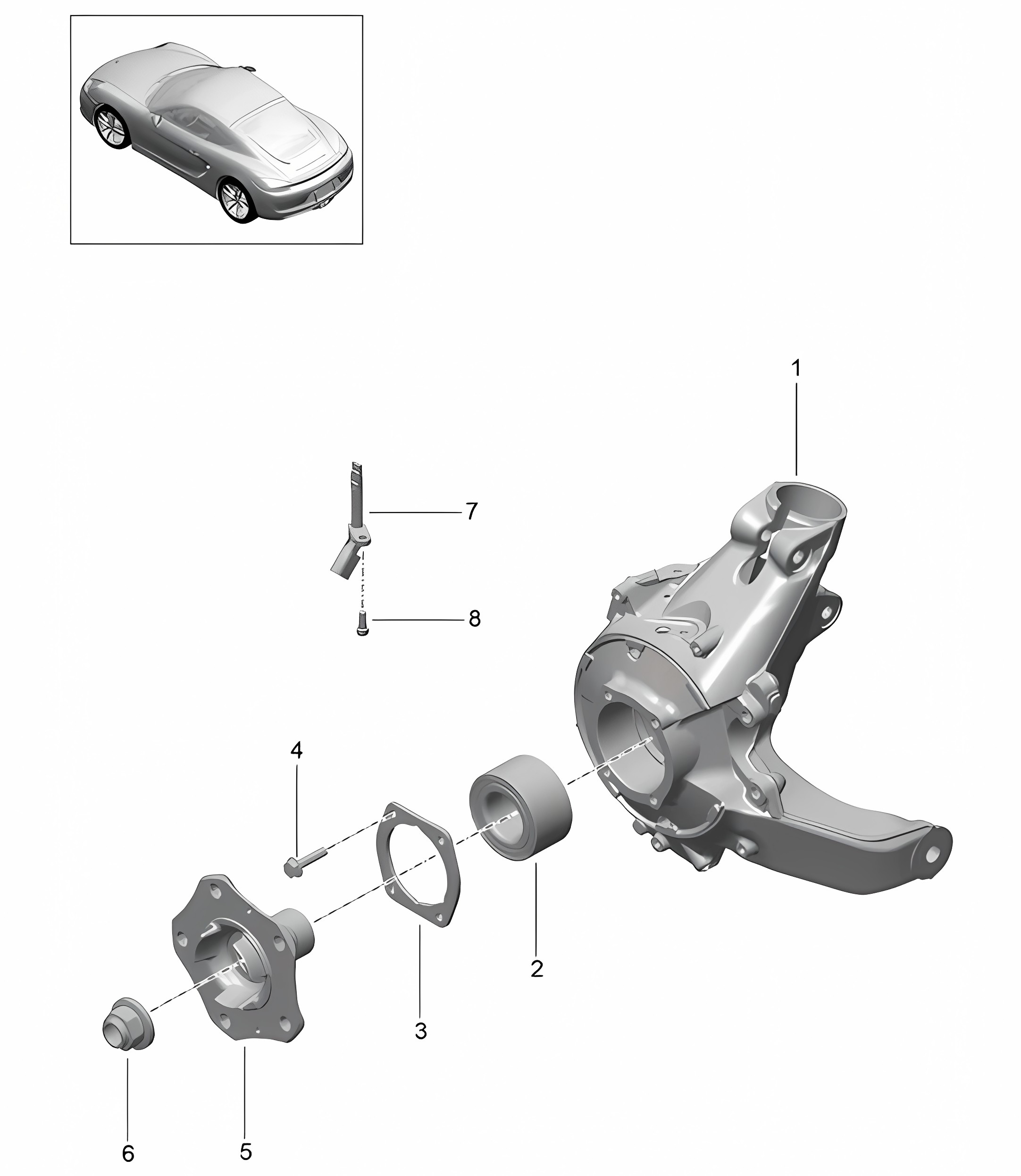 Rear axle / Wheel carrier / Wheel hub 981C Cayman / Cayman S 2014-16
