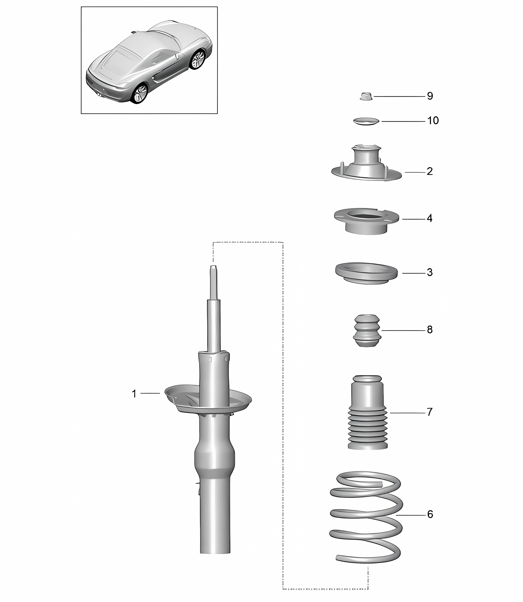 Shock absorbers / Coil spring 981C Cayman / Cayman S 2014-16