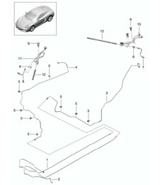 Brake lines / Underbody - center rear -  981C Cayman / Cayman S 2014-16