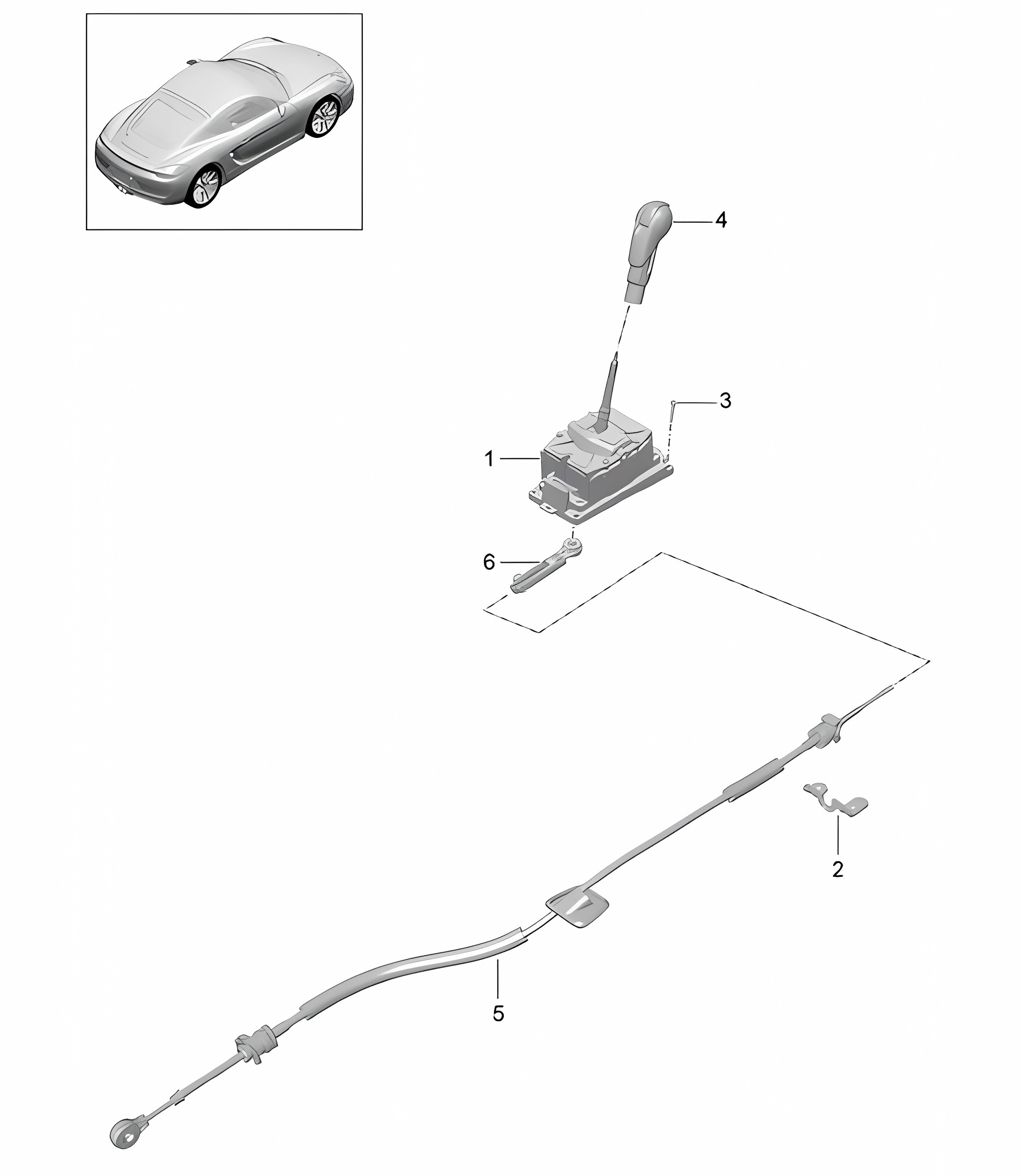 selector lever - PDK - (PR:250) 981C Cayman / Cayman S 2014-16