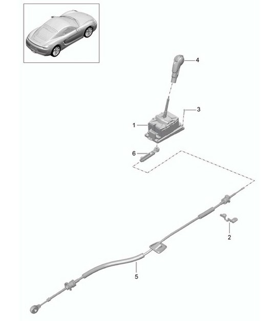 Diagram 701-001 Porsche Macan (95B) MK1 (2014-2018) Hand Lever System, Pedal Cluster 